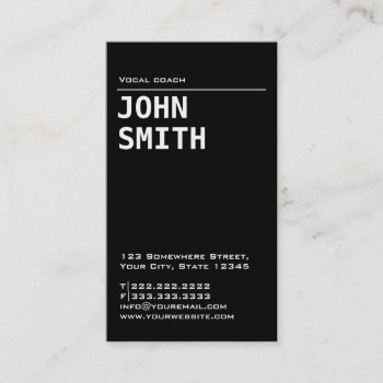 Simple Plain Black Vocal Coach Business Card by cardfactory at Zazzle
