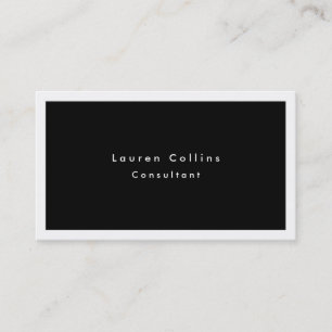 Simple Plain Black White Border Minimalist Modern Business Card