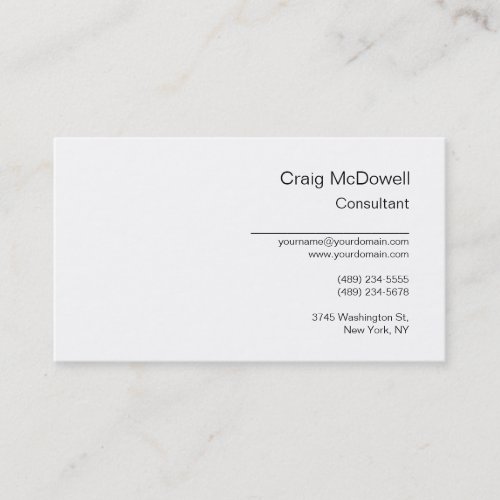 Simple Plain Black White Business Card