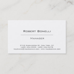 Simple Plain Black White Manager Business Card