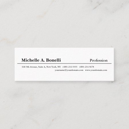 Simple Plain Black White Minimalist Modern Mini Business Card