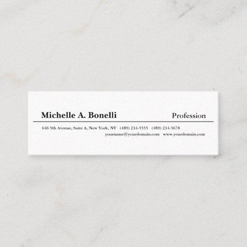 Simple Plain Black White Minimalist Modern Mini Business Card