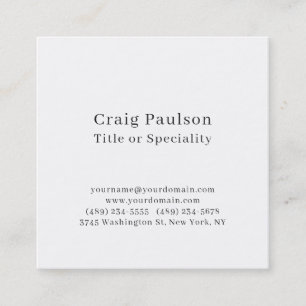 Simple Plain Black White Minimalist Modern Square Business Card