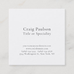 Simple Plain Black White Minimalist Modern Square Business Card