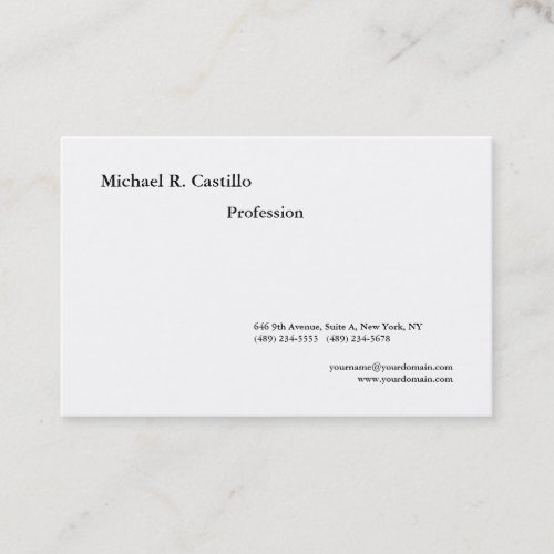 Simple Plain Black White Minimalist Modern Style Business Card