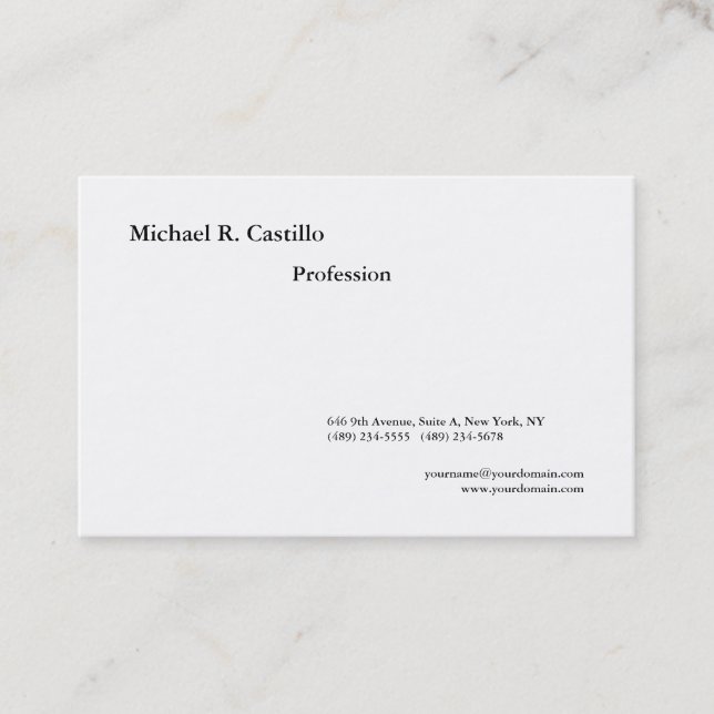 Simple Plain Black White Minimalist Modern Style Business Card (Front)