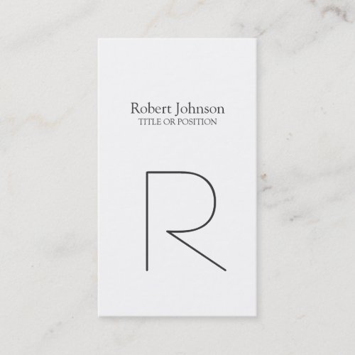 Simple Plain Black  White Monogram Business Card