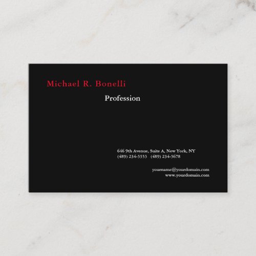 Simple Plain Black White Red Minimalist Modern Business Card