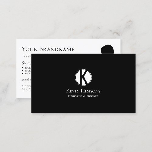 Simple Plain Black White with Monogram and Photo Business Card