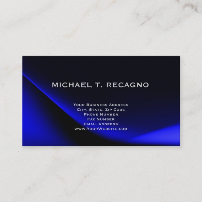 Simple Plain Blue Business Card (Front)
