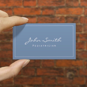 Simple Plain Blue Pediatrician Business Card by cardfactory at Zazzle