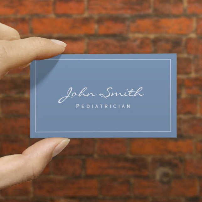 Simple Plain Blue Pediatrician Business Card (Creator Uploaded)