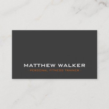 Simple Plain Bold Modern Charcoal Grey Orange Business Card by edgeplus at Zazzle