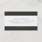 SIMPLE plain bold modern charcoal grey orange Business Card (Back)
