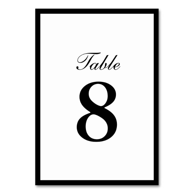 Simple Plain Border Double-sided Table Numbers (Front)
