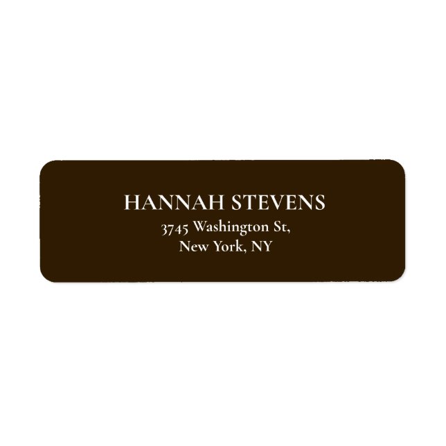 Simple Plain Brown Elegant Modern Label (Front)