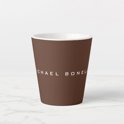 Simple Plain Brown Minimalist Modern Your Name Latte Mug