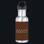 Simple Plain Brown Minimalist Modern Your Name Stainless Steel Water Bottle<br><div class="desc">This template can be customized to meet all professional occupations.</div>