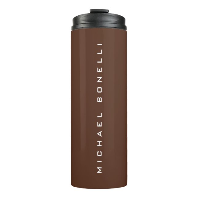 Simple Plain Brown Minimalist Modern Your Name Thermal Tumbler (Front)