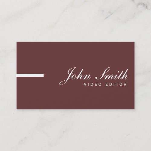 Simple Plain Brown Video Editor Business Card