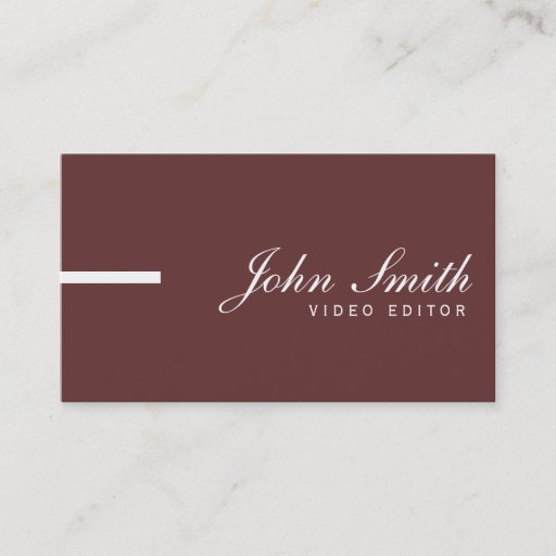 Customizable Simple Plain Brown Video Editor Business Card