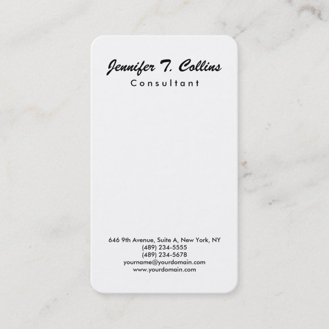 Simple Plain Brush Script Minimalist Modern Business Card (Front)