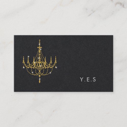 SIMPLE PLAIN Business Cards Black Gold Chandelier