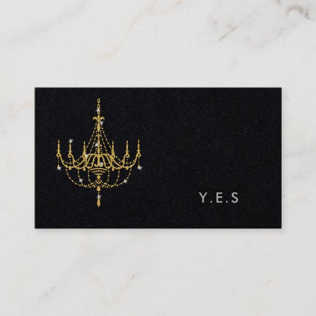 SIMPLE PLAIN Business Cards Black Gold Chandelier (Front)