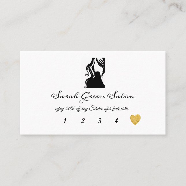Simple Plain Calligraphy Logo Salon Loyalty Card (Front)