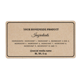 Simple plain cardboard look ingredients label