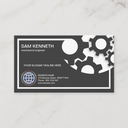 Simple Plain Circle Of Gears Engineering Business Card