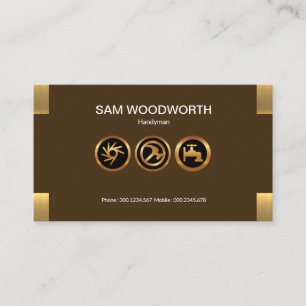 Simple Plain Contemporary Gold Corner Tab Handyman Business Card