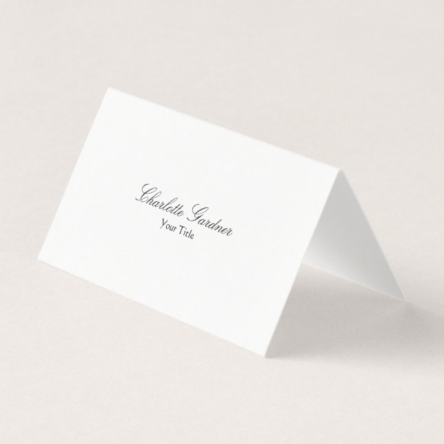 Simple plain creative stylish unique modern white business card (Front)