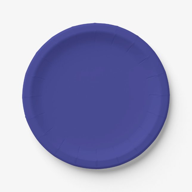 SIMPLE PLAIN CUSTOM NAME WEDDING BIRTHDAY DARKBLUE PAPER PLATES (Front)