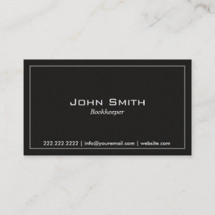 Simple Plain Dark Bookkeeper Business Card