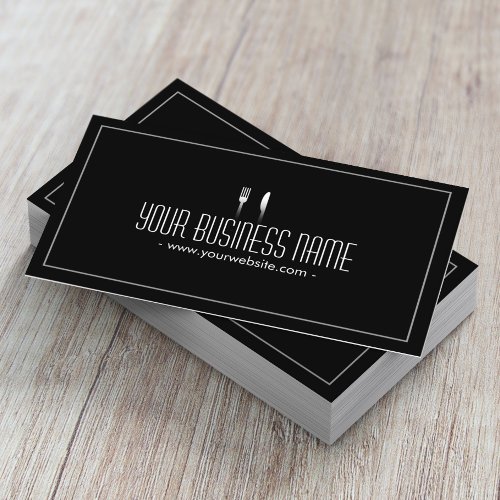 Simple Plain Dark DiningCatering Business card