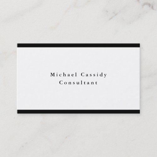 Simple Plain Elegant Black Borders White Business Card