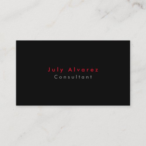 Simple Plain Elegant Black Red Grey Minimalist Business Card