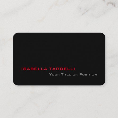 Simple Plain Elegant Black Red Minimalist Business Card