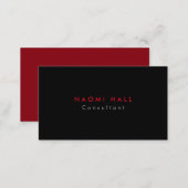 Simple Plain Elegant Black Red Minimalist Business Card (Front/Back)