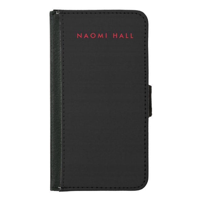 Simple Plain Elegant Black Red Minimalist Samsung Galaxy Wallet Case (Front)