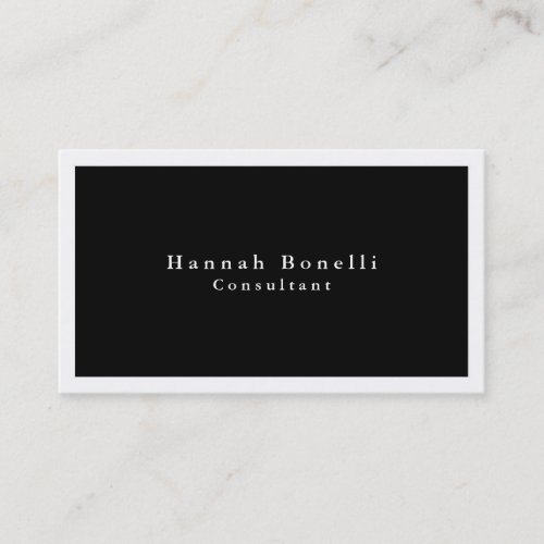 Simple Plain Elegant Black White Border Modern Business Card