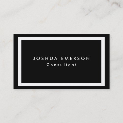 Simple Plain Elegant Black White Borders Modern Business Card