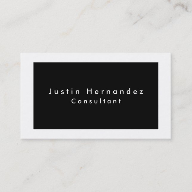 Simple Plain Elegant Black White Minimalist Business Card (Front)
