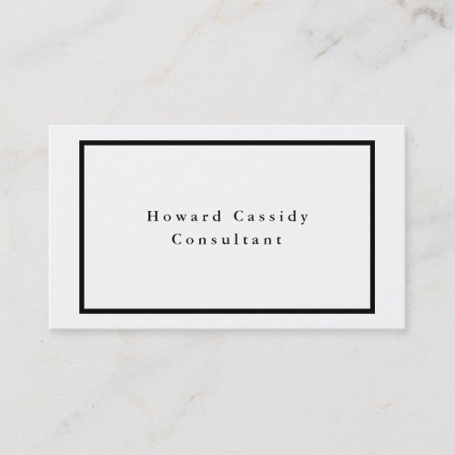 Simple Plain Elegant Black White Minimalist Modern Business Card