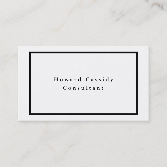 Simple Plain Elegant Black White Minimalist Modern Business Card (Front)