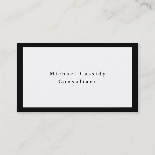 Simple Plain Elegant Black White Minimalist Modern Business Card