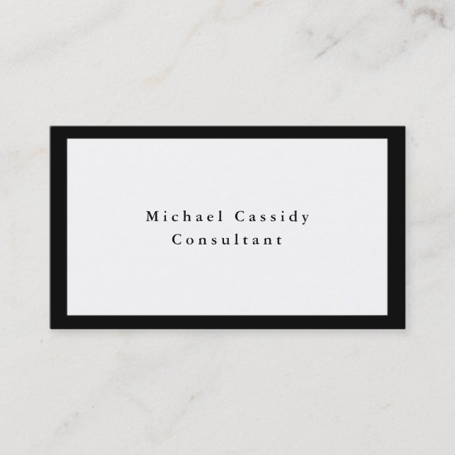 Simple Plain Elegant Black White Minimalist Modern Business Card (Front)