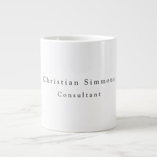 Simple Plain Elegant Black White Minimalist Modern Giant Coffee Mug