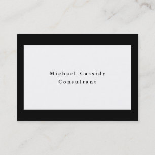 Simple Plain Elegant Black White Rectangle Business Card